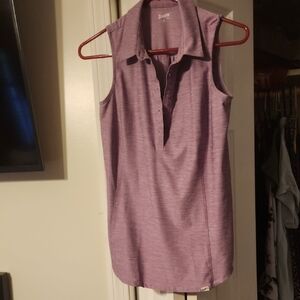 Duluth Trading Co Pink Sleeveless Fitted Polo Blouse